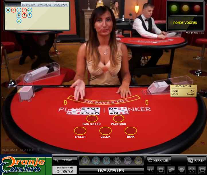 Punto Banco spelen bij Oranje Casino